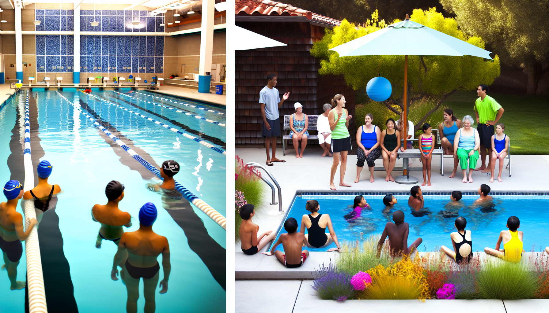 Comparison between indoor swimming pool and outdoor backyard swim lessons